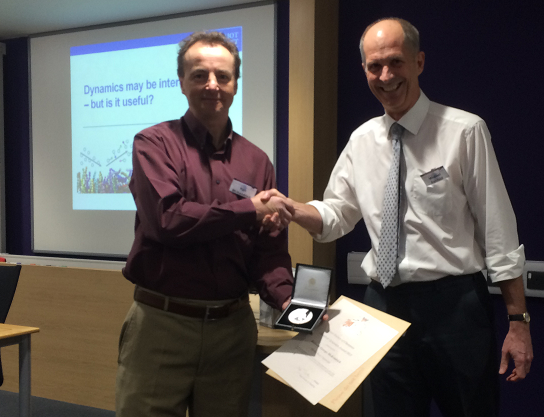 Former Faraday division president Prof. Mike Ashfold FRS presented Prof. McKendrick with the Chemical Dynamics Award medal